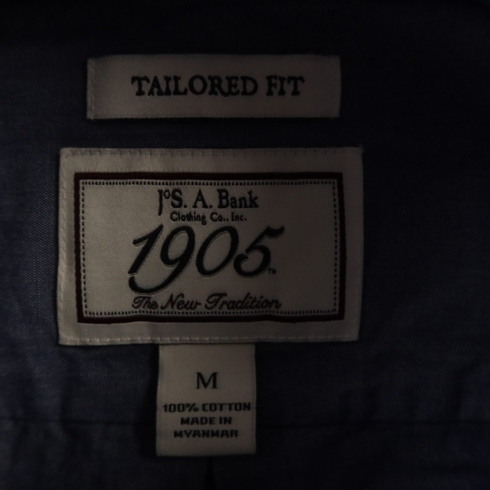 Jos A Bank Shirt Mens M Blue 100% Cotton Button Up Oxford OCBD - Picture 4 of 8
